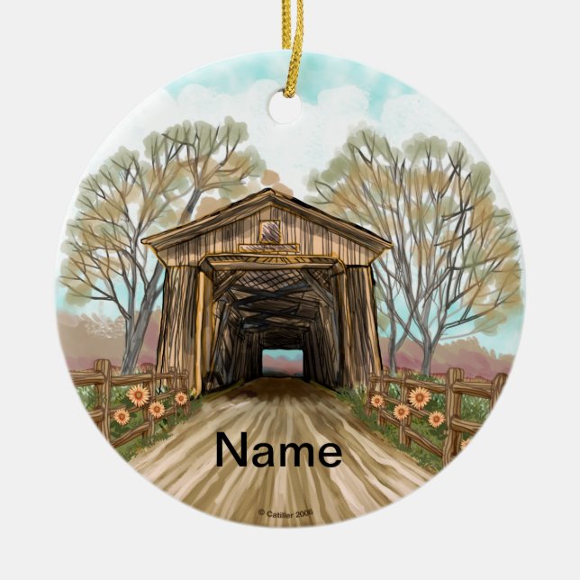 Summer Covered Bridge Keramikornament (Vorne)