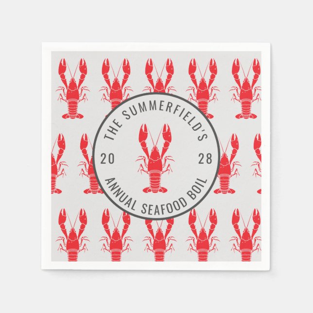 Summer Crawfish Boil Hummer Meeresfrüchte Party Serviette (Vorderseite)
