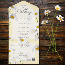 Summer Daisies on Sage Green QR Code All In One Einladung