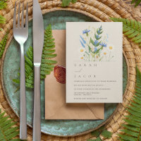 Summer Daisy Blue Floral Botanical Wedding