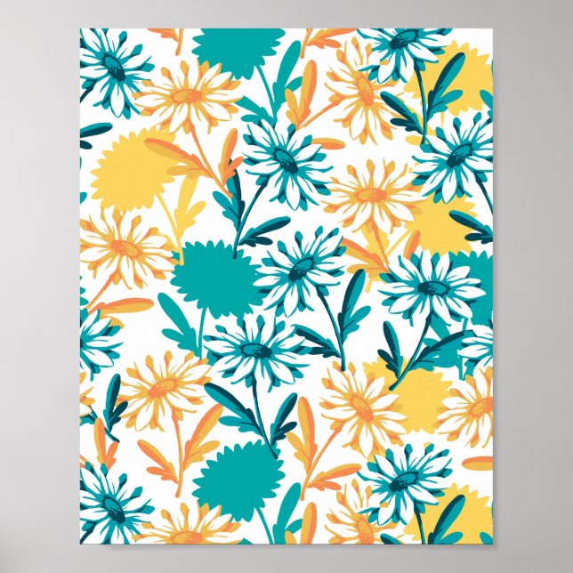 Summer Daisy Flower Garden Poster (Vorne)
