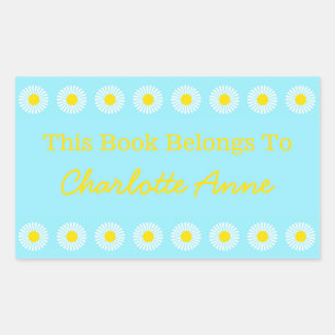 Summer Daisy Personalisiert Book Plate Rechteckiger Aufkleber