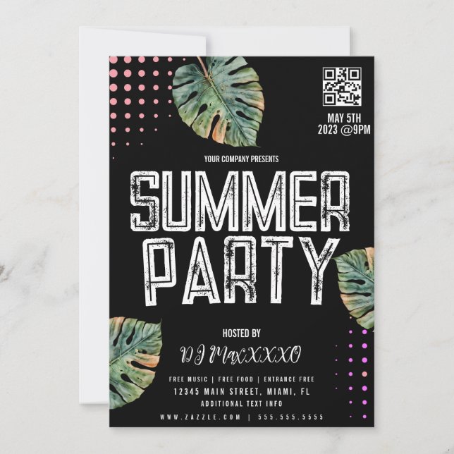 Summer DJ Event Party Bar Club Flyer Einladung (Vorderseite)
