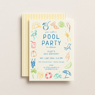 Summer Doodle Party Einladung