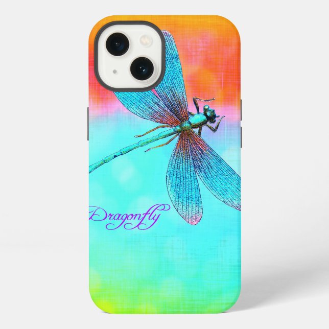 Summer Dragonfly Rainbow Bright Decoration iPhone Hülle (Rückseite)