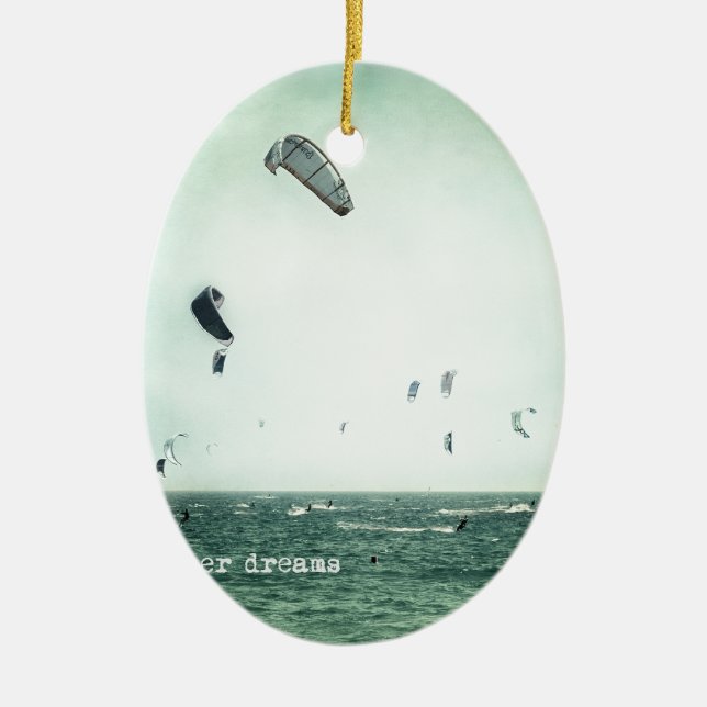 Summer dreams. Kite Wellenreiten Keramikornament (Vorne)
