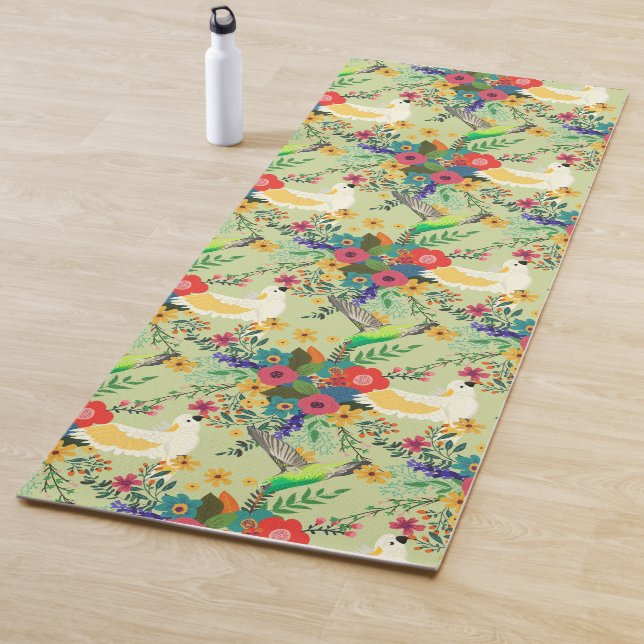 Summer Dschungel Tropical Parrot Blume Blossom Yogamatte (Beispiel)