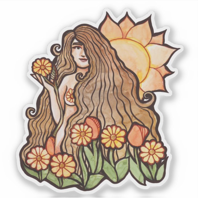 Summer Earth Goddess Aufkleber (Vorderseite)