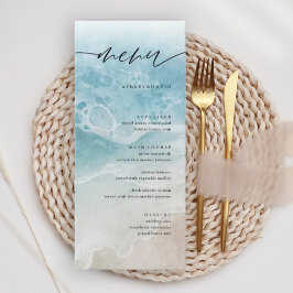 Summer Elegante Coastal Beach Wedding Menu Cards Menükarte