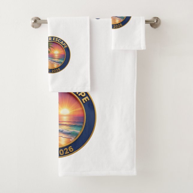 Summer Escape Tropical Beach Sunset Bath Towel (En situation)
