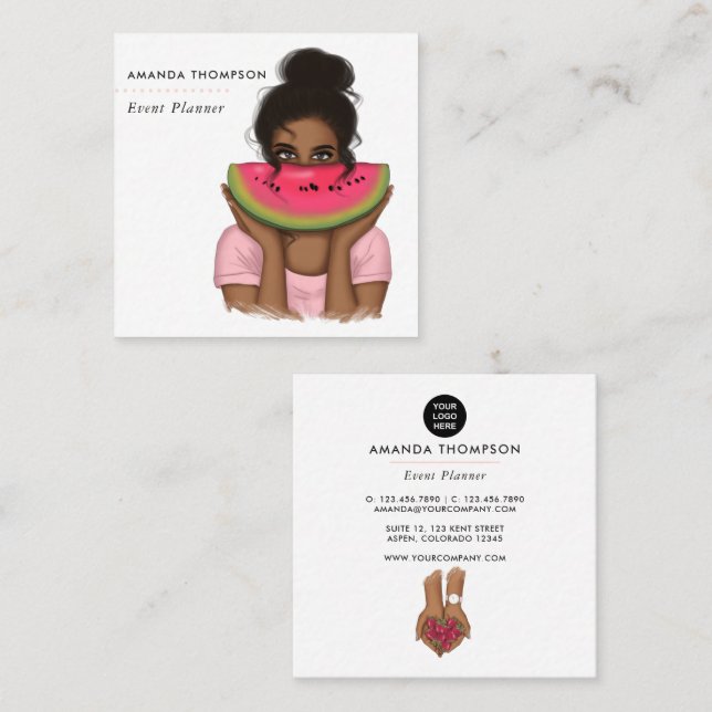 Summer Event Planer Square Business Card Quadratische Visitenkarte (Vorne/Hinten)