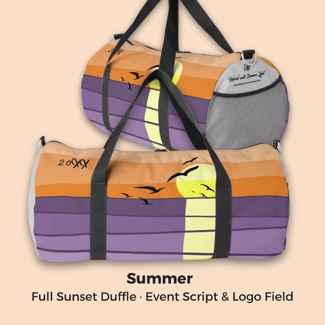 Summer Event Script & Logos Feld Full Sunset Duffle Bag (Summer Event Script & Logo Field Full Sunset Duffle Bag)