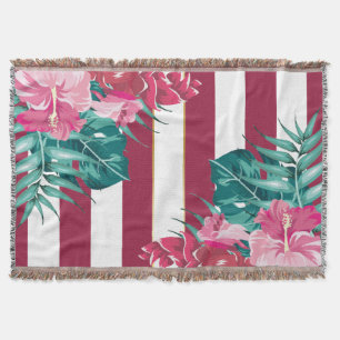Summer Exotic Blume bordeauxrot gestreift Decke