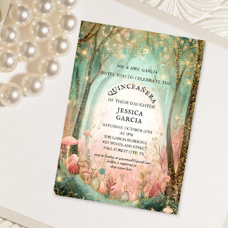 Summer Fairy Tale Enchanted Forest  Quinceañera  Einladung