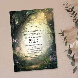 Summer Fairy Tale verzauberter Wald Quinceañera Einladung