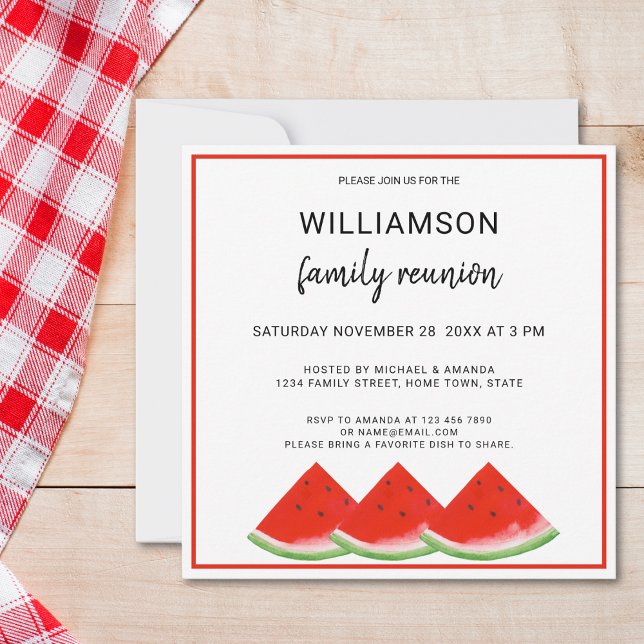 Summer Family Wiedersehen Watermelon Party Picnic Einladung (Von Creator hochgeladen)