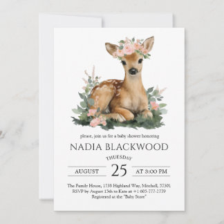 Summer Fawn Watercolor Baby Shower Einladung