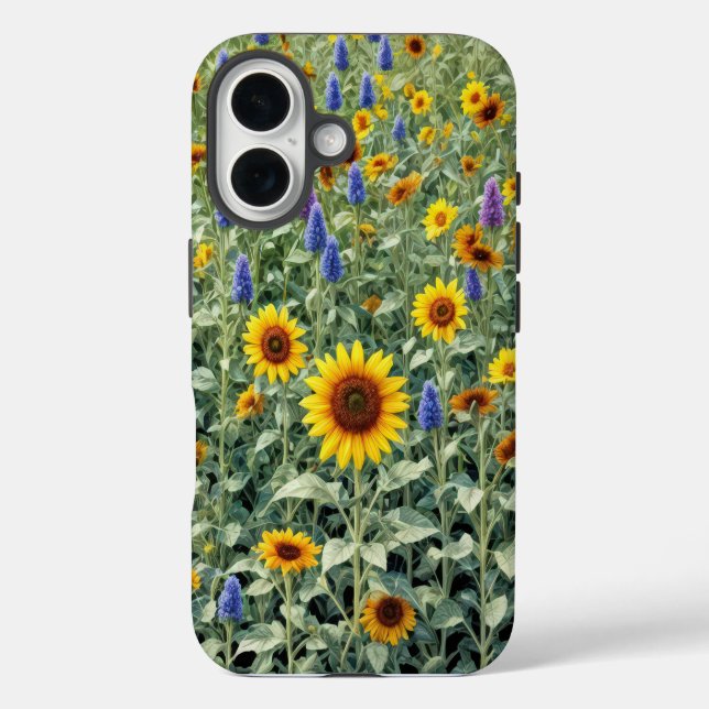 Summer Field of Sunflowers and Wildflowers iPhone 16 Hülle (Rückseite)