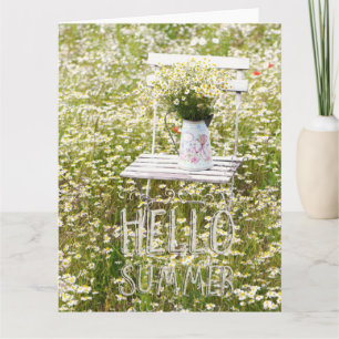 Summer Field Wild Blume Daisies + Text Karte