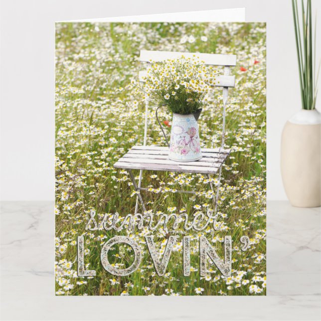 Summer Field Wild Blume Daisies + Text Karte (Vorderseite)