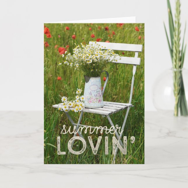 Summer Field Wild Blume Poppies + Text Karte (Vorderseite)
