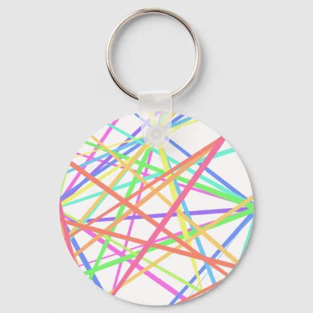 Summer Flair: Neon Rainbow Stripteed Schlüsselanhänger (Vorderseite)