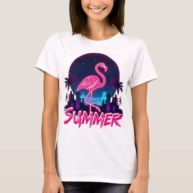 Summer Flamingo neon Sommer T-Shirt (Vorderseite)