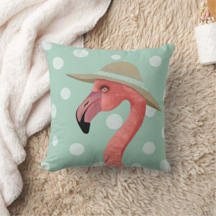 Summer Flamingo Polka Dots Whimsisches Tier Kissen