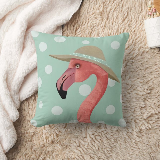 Summer Flamingo Polka Dots | Whimsisches Tier Kissen (Decke)