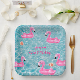 Summer Flamingo Pool Party Sweet 16 Geburtstag Pappteller