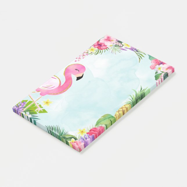 Summer Flamingo Post it Note Pad Post-it Klebezettel (angewinkelt)