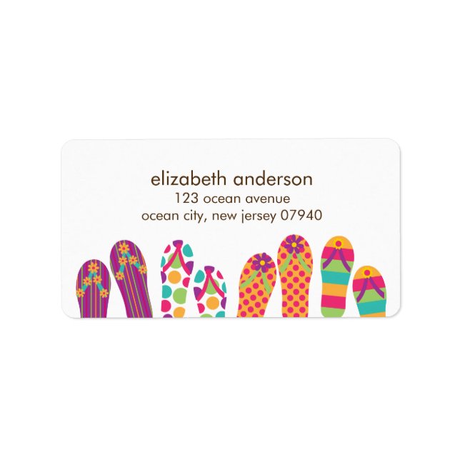 Summer Flip Flops Address Labels Adressaufkleber (Vorne)