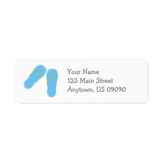 Summer Flip Flops Address Labels (blau / grün) (Vorne)