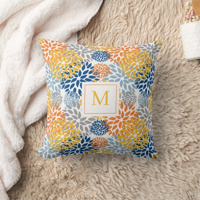 Summer Floral Abstrakt Bright Colors Mit Monogramm Kissen (Decke)