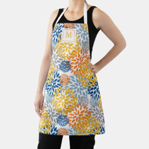 Summer Floral Abstrakt Bright Colors Mit Monogramm Schürze