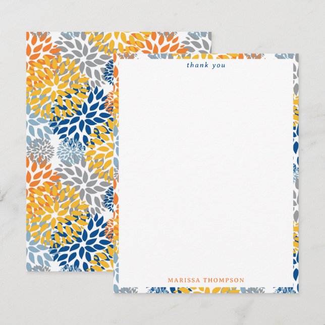 Summer Floral Abstrakt Bright Colors Muster Dankeskarte (Vorne/Hinten)