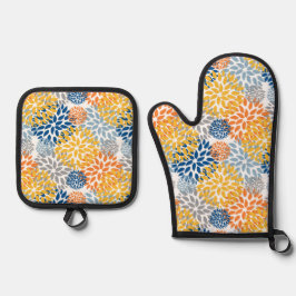 Summer Floral Abstrakt Bright Colors Muster Ofenhandschuh & Topflappen-Set