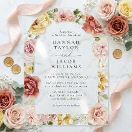 Summer Floral Blush Pink and Yellow Wedding Acryleinladungen