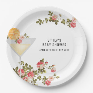 Summer Floral Brunch Bubbly Champagner Baby Dusche Pappteller