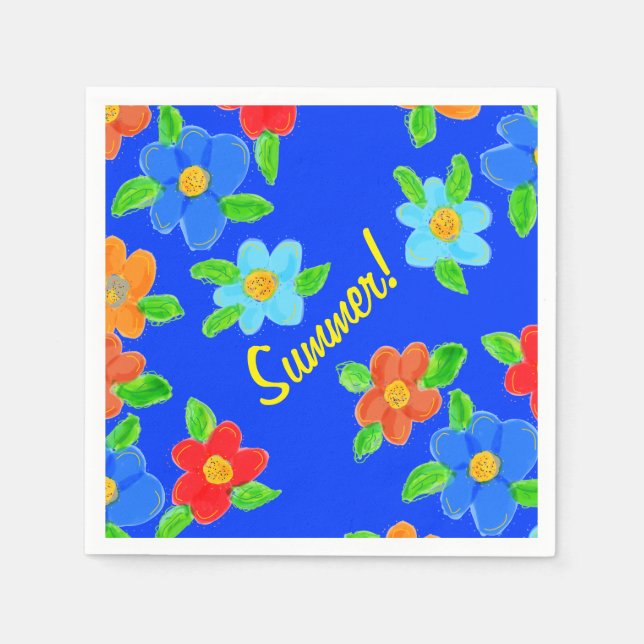 Summer Floral Cocktail Napkin Serviette (Vorderseite)