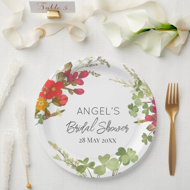 Summer Floral Garden Brautparty Pappteller (Hochzeit)
