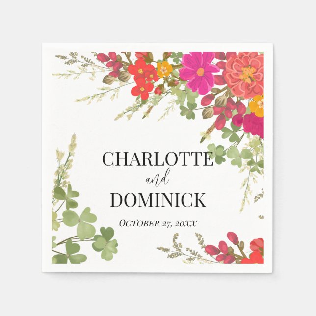 Summer Floral Garden Wildblumen Hochzeit Serviette (Vorderseite)