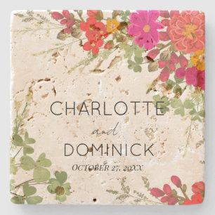 Summer Floral Garden Wildblumen Hochzeit Steinuntersetzer