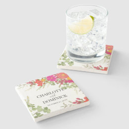 Summer Floral Garden Wildblumen Hochzeit Steinuntersetzer