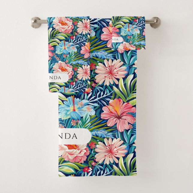 Summer Flowers Tropical Floral Pattern Leaves (En situation)