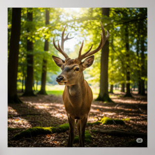 Summer Forest Dear Poster
