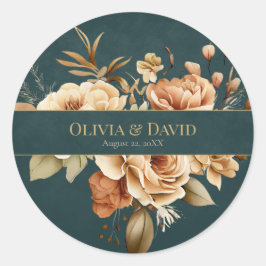 Summer Forest Witch Teal Round Wedding Sticker