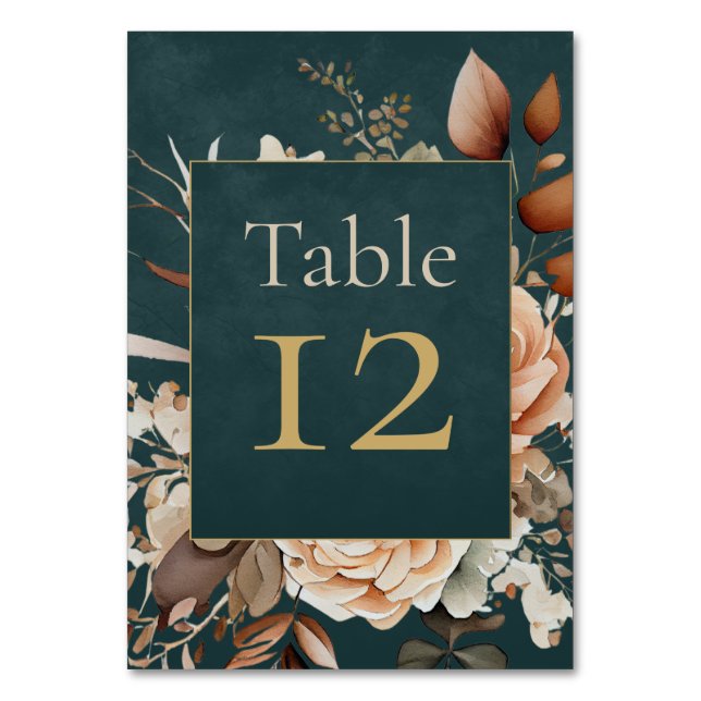 Summer Forest Witch Teal Table Number Tischnummer (Vorderseite)