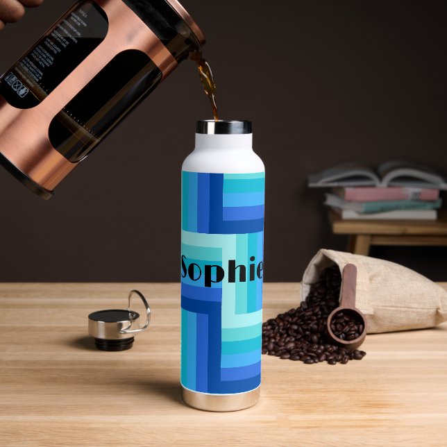 Summer Fresh Blue Green Zig Zag Wasserflasche Trinkflasche (Kaffee)