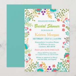 Summer Fresh Floral Aquamarin Blue Brautparty Einladung